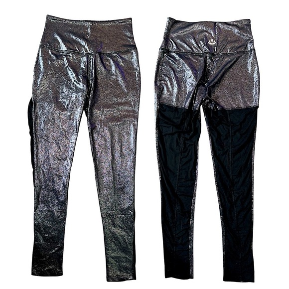 Beyond Yoga Super Sparkly Liquid Like High Rise Shimmer Mesh Detail Leggings M - Picture 1 of 6